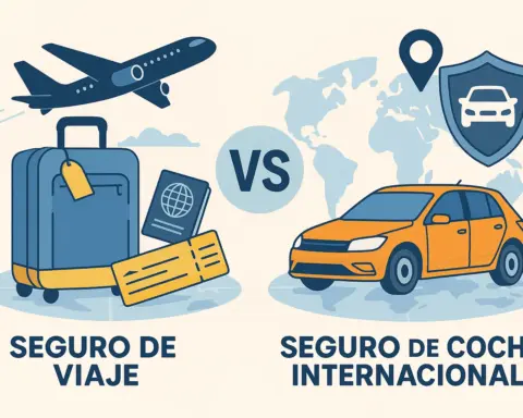 Comparativa visual entre seguro de viaje y seguro de coche internacional.