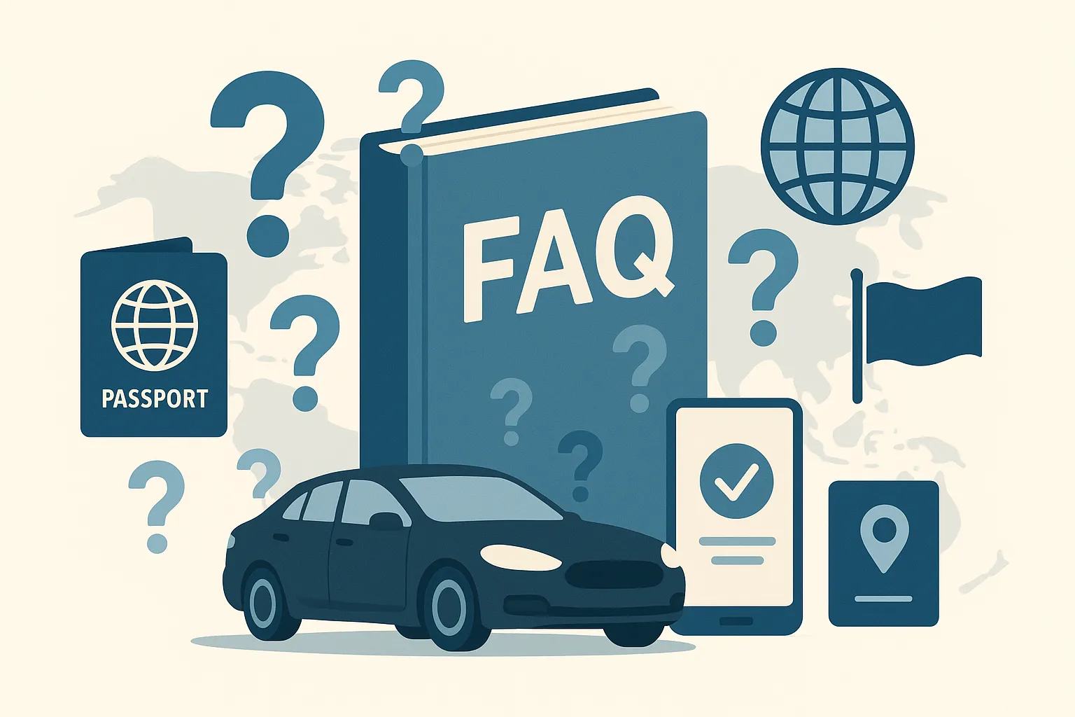 Preguntas frecuentes sobre seguro de coche internacional, documentos y requisitos de viaje.