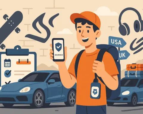 Seguro de coche digital para jóvenes viajeros en USA y UK con cobertura flexible y móvil.